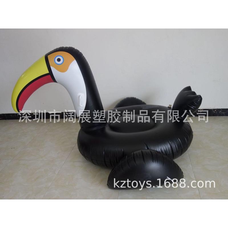 厂家现货水上成人充气大嘴鸟浮床，充气黑色巨嘴鸟浮排游泳圈