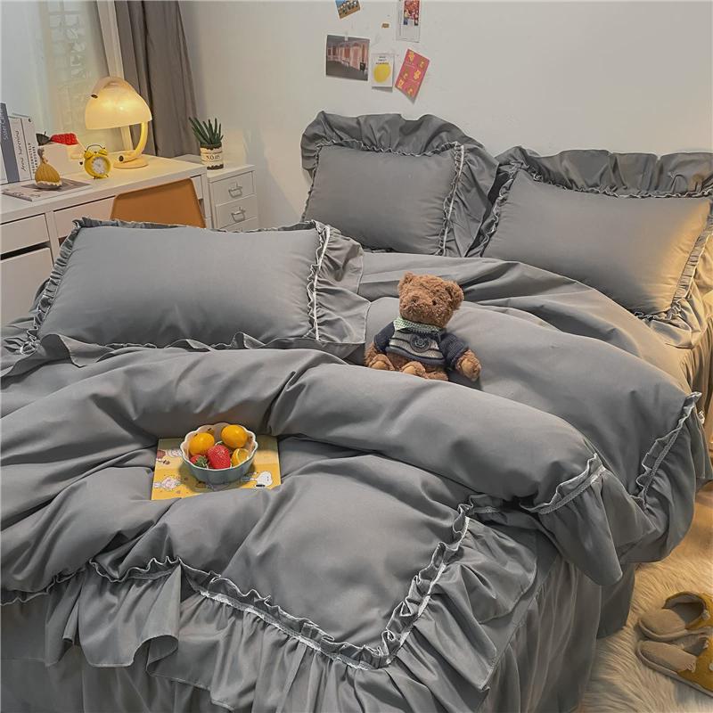 【工厂店】蕾丝花边系公主风韩少女心浪漫紫色床单床裙四件套被套