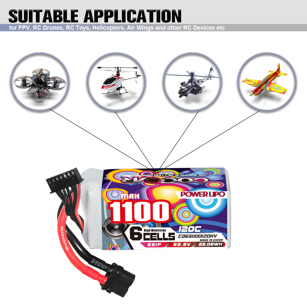 鹰氪CODDAR 1100MAH 6S 22.8V 120C轻量化5寸穿越机高压3.5寸航模