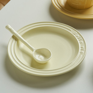 肆月盘子家用菜盘陶瓷餐盘深盘高级感早餐盘甜品盘大号圆盘炒菜盘