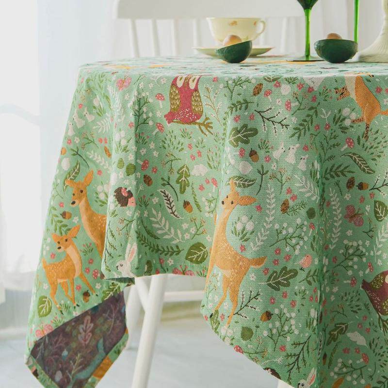 北欧美式复古氛围感餐桌布涤棉加厚绿色卡通可爱台布儿童书桌布,居家布艺,桌布,淘宝优惠券,粉丝福利购,淘宝优惠卷
