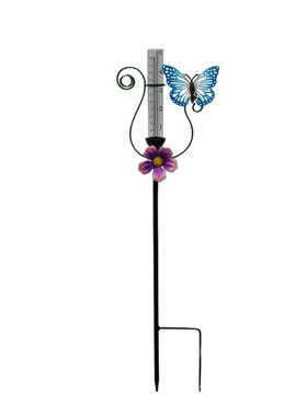 户外铁艺雨量计庭院花园装饰地插摆件园林草地装饰品雨水测量器