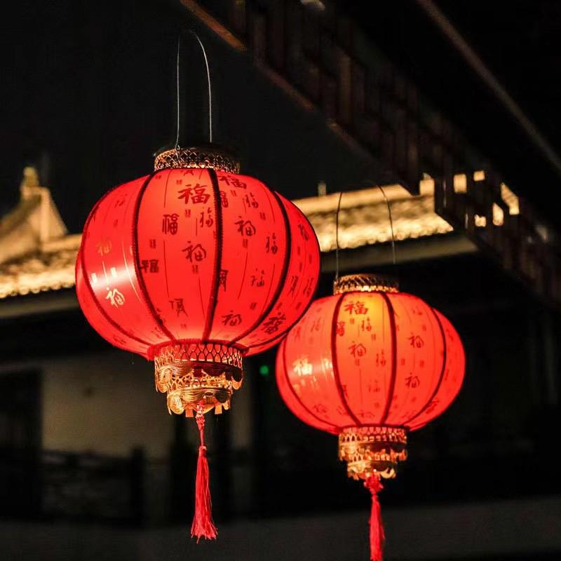 太阳能灯笼中式春节装饰防水庭院红灯笼太阳能灯笼门庭装饰喜庆