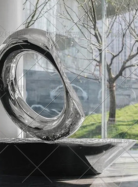 大型不锈钢飘带雕塑户外景观创意金属镜面装饰摆件飘带水景异形