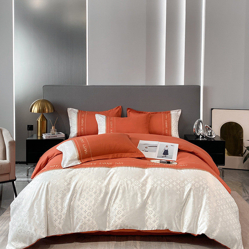 水洗棉冰丝提花四件套简约纯色品床被套床单床上用品厂家批发