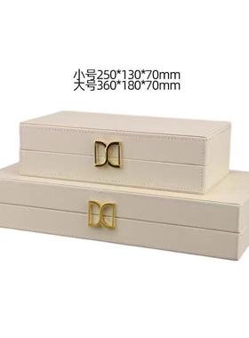 现代简约皮革卧室样板间首饰盒衣帽间收纳盒家居酒店装饰品摆件