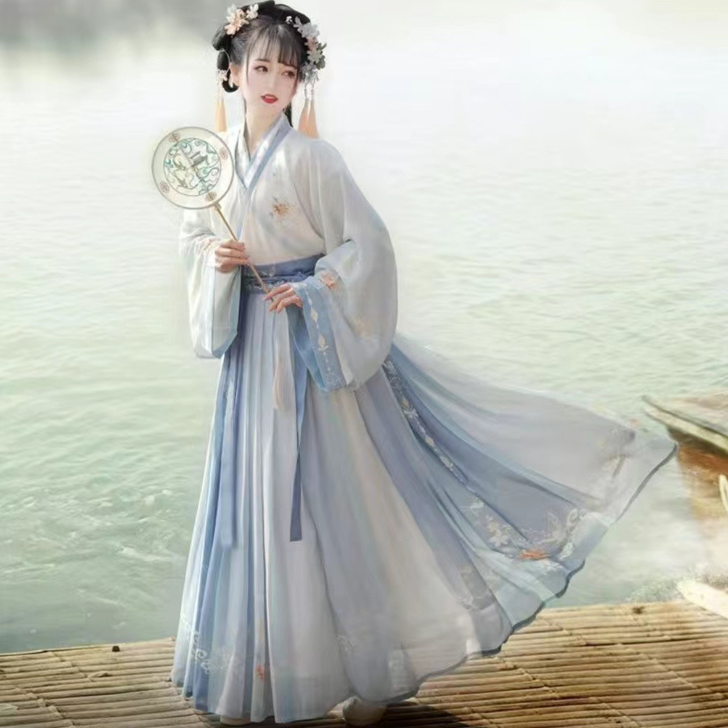 速发【谜蝶】原创正品晋制中国风汉服女交领齐腰襦裙学生超仙春夏