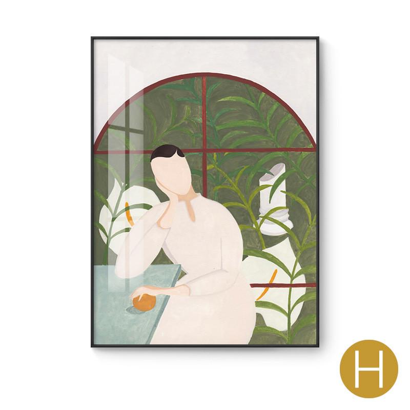 北欧人物挂画插画清新淑女客厅装饰画现代简约时尚服装店三联壁画图片