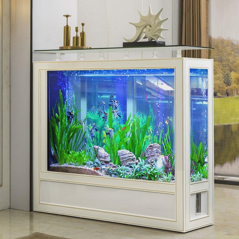 源头玻璃创海长方形落地鱼缸屏风隔断工厂客厅生态中型家用水族箱
