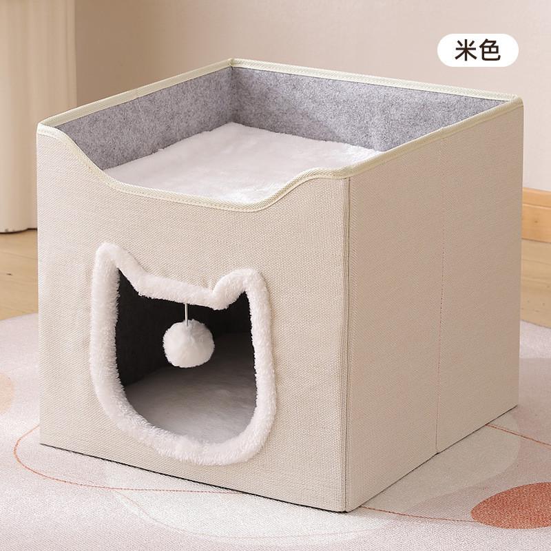 猫窝可折叠收纳猫房子别墅四季通用带猫抓板保暖猫窝宠物用品