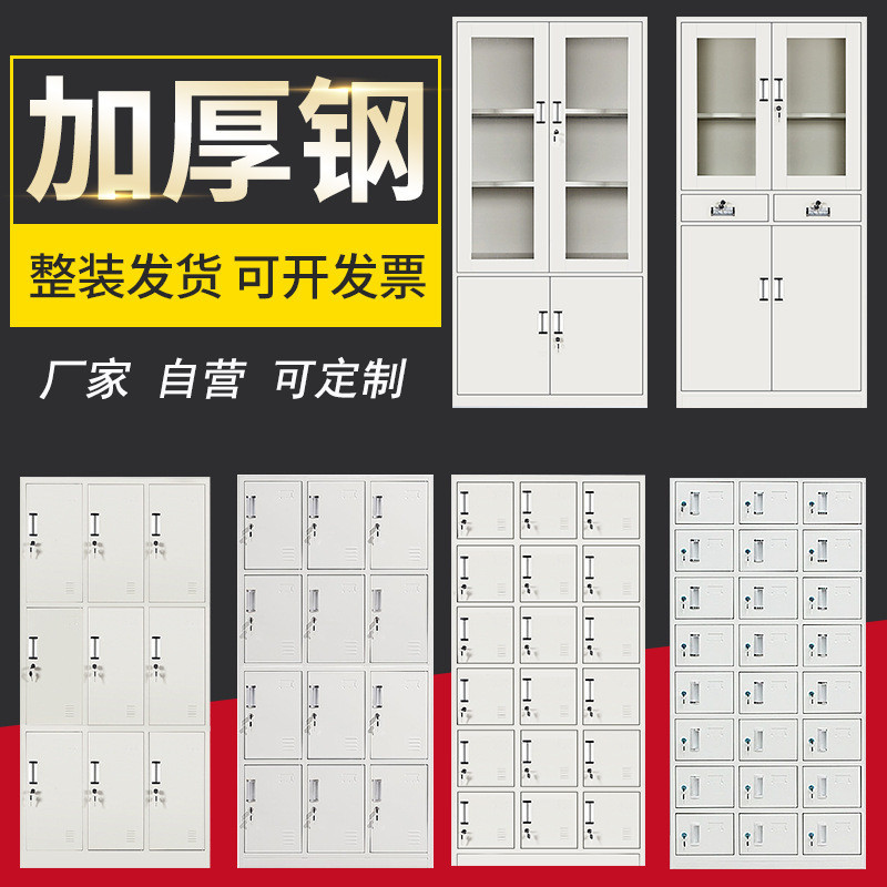 文件柜铁皮柜资料柜档案柜凭证柜多格门钢制员工储物柜更衣柜带锁