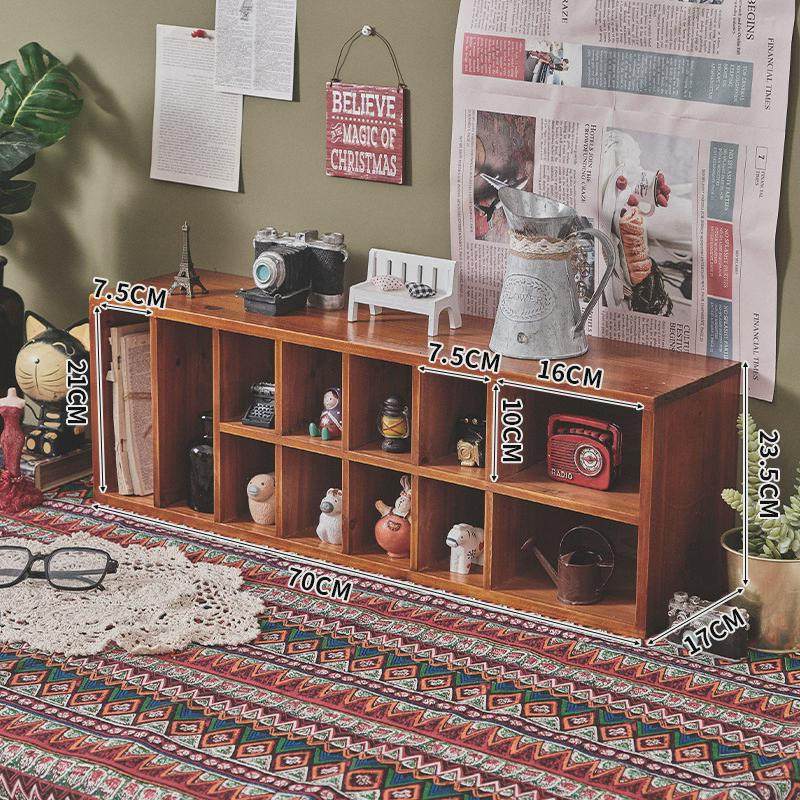 PK7J学生宿舍桌面收纳盒木质摆件手账置物架多功能抽屉格子整理柜