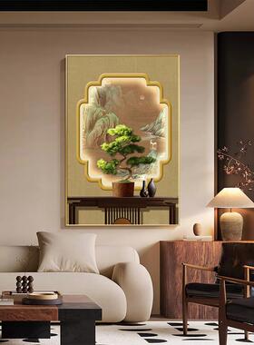 33n迎客松入户客厅对门玄关装饰画新中式感壁画灯走廊过道正