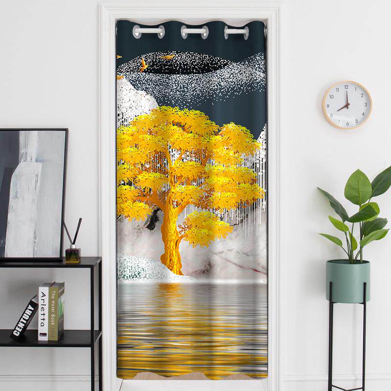 防油装饰门帘布艺隔断空调房家用卧室挡风北欧简约卫生间免打孔