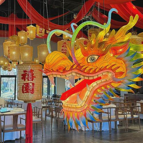 大型龙头花灯端午中秋彩灯装饰景区广场灯笼打卡餐饮吊龙自贡通道