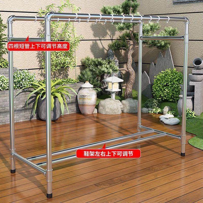 热销镀锌水管钢管家用卧室不锈钢晾衣架户外架晒衣架晒被晾肉阳台