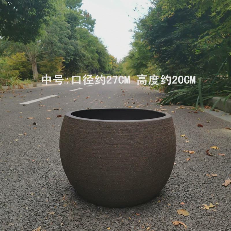 田园庭院特大号素面粗砂陶土盆落地粗陶花盆陶罐组合陶瓷