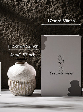 侘寂风白色陶瓷花瓶摆件客厅插花创意简约ins干花家居装饰品希音