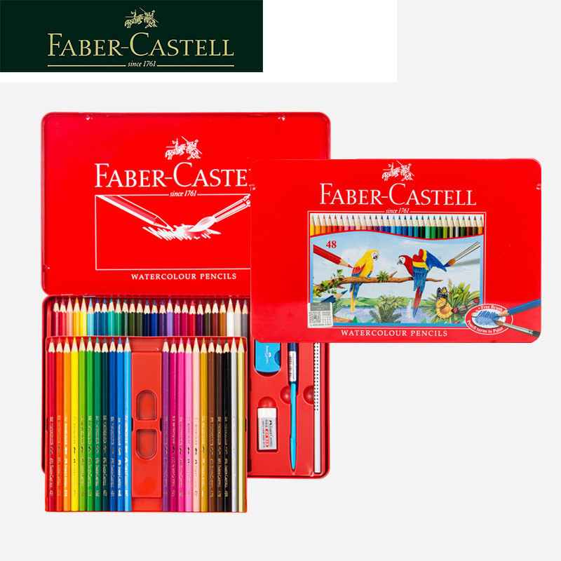 热销批发德国faber-castell辉柏嘉115949彩色铅笔断芯铁盒48色水