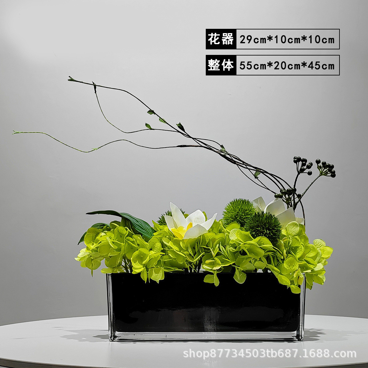 现代轻奢仿真绿植玻璃花艺摆现代样板房客厅餐桌高端摆件花装饰品