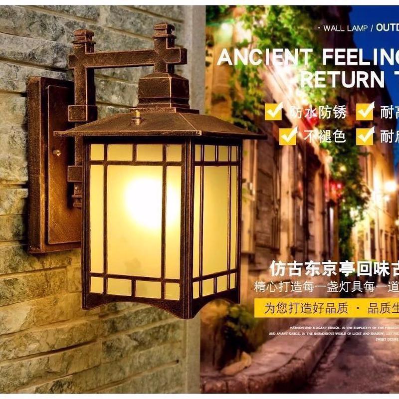 户外壁灯防水防锈新中式外墙方形创意楼梯大门过道庭院灯室外阳台