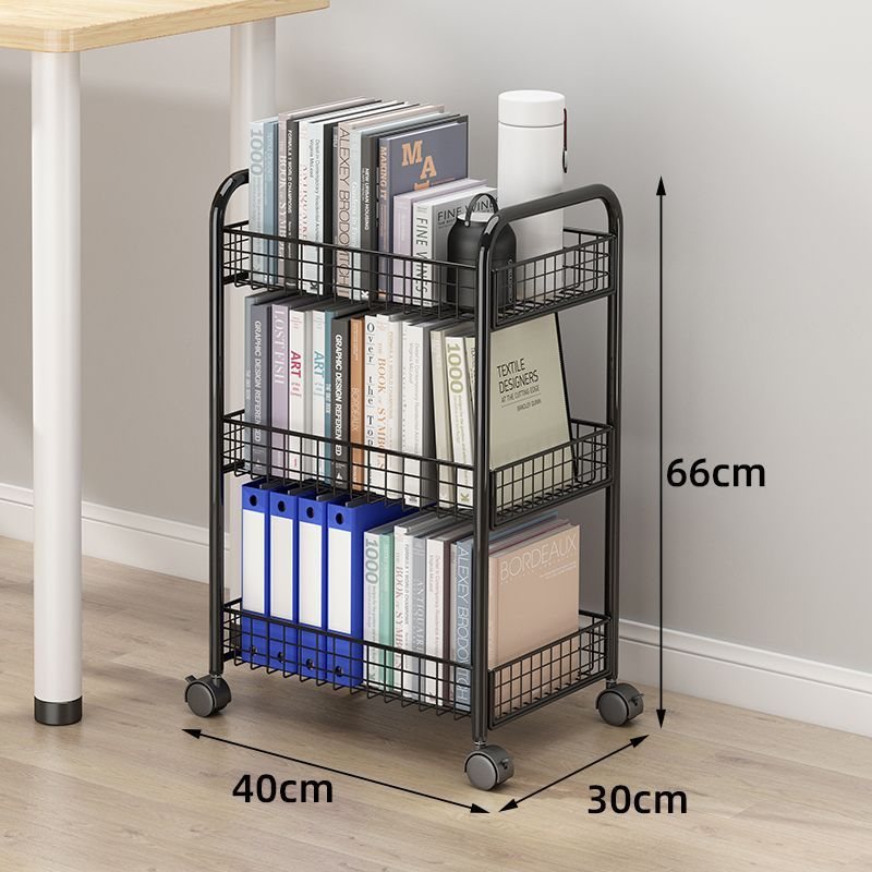 小书架落地置物架可移动带轮收纳桌下边桌面办公书桌简易书柜批发
