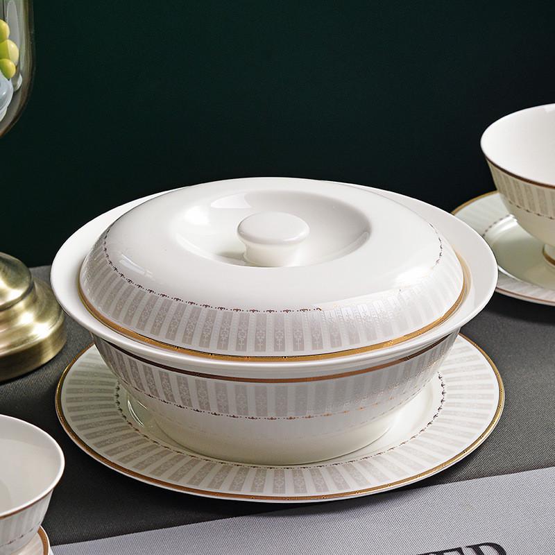 北欧碗碟套装家用骨瓷餐具盘子碗唐山陶瓷套碗盘碟简约组合唐山