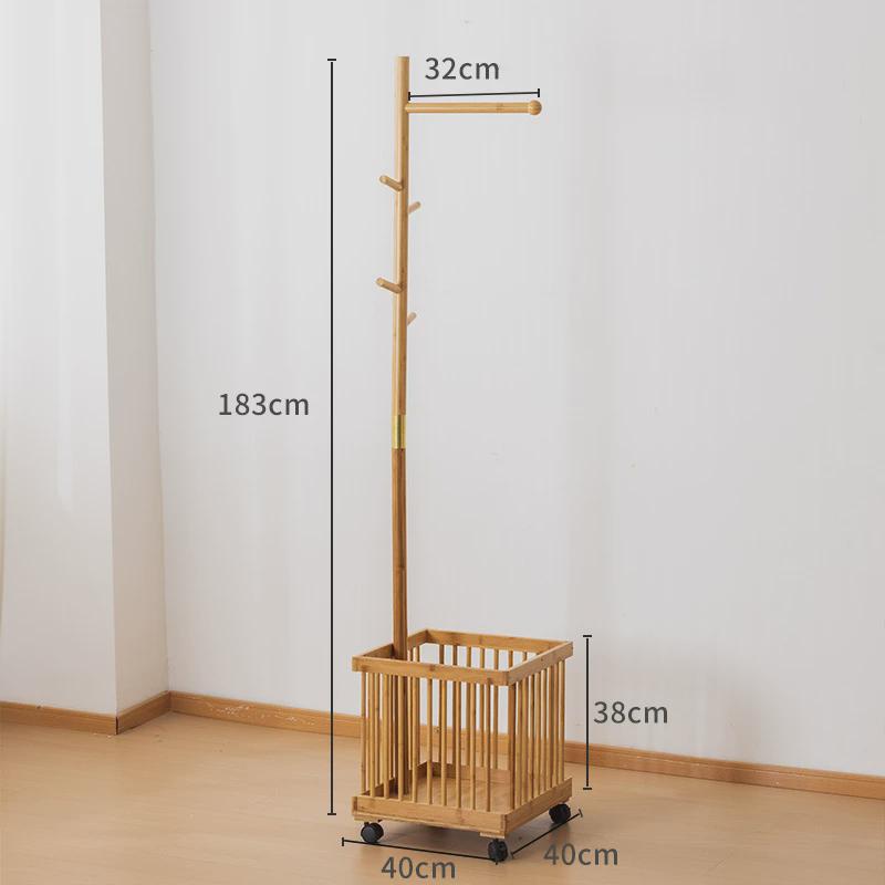 卧室衣帽架落地法式挂衣架可衣带轮隔夜移动收纳次净衣架带脏衣篮