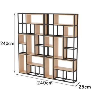 简约书架落地置物架工业风陈列屏风展示柜办公室花架座屏铁艺隔断