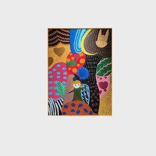 马蒂斯风挂画艺术多巴胺玄关客厅可爱走廊装 饰画彩色现代背景壁画