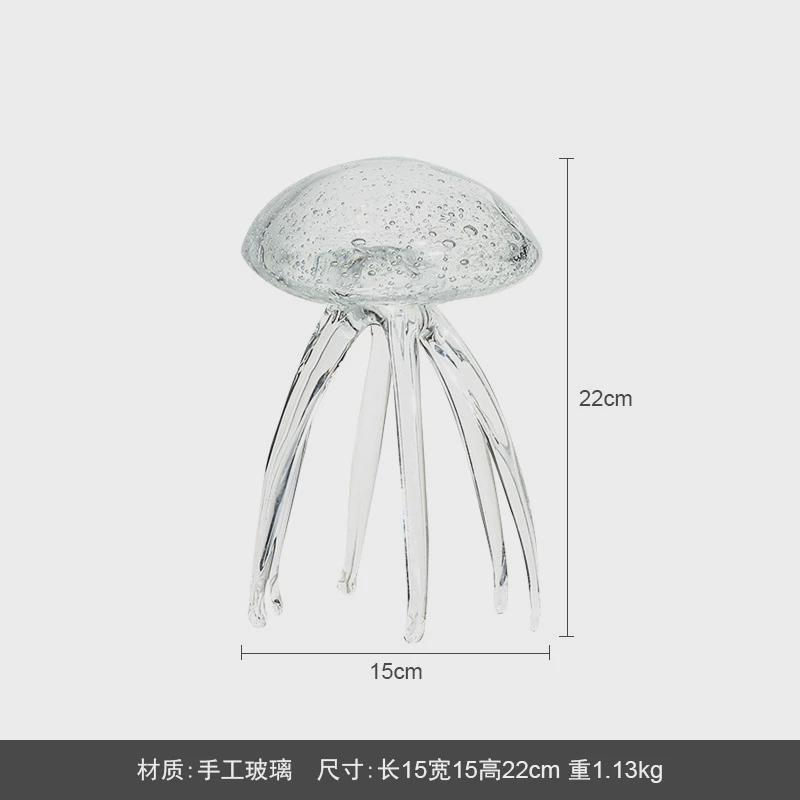 北欧现代创意气泡玻璃水母样板间小摆件儿童房客厅茶几软装饰品