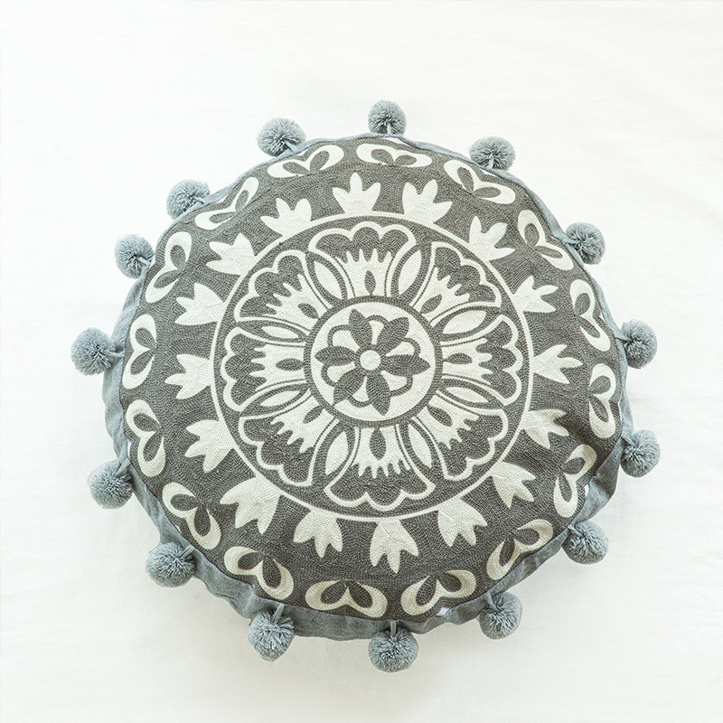 新款摩洛哥风时尚圆形居家刺绣抱枕异形枕靠背靠包名族风抱枕靠垫