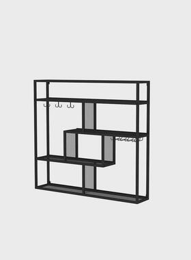 家用工业风壁挂酒架创意带灯餐厅吊杯架铁艺红酒柜组合展示架