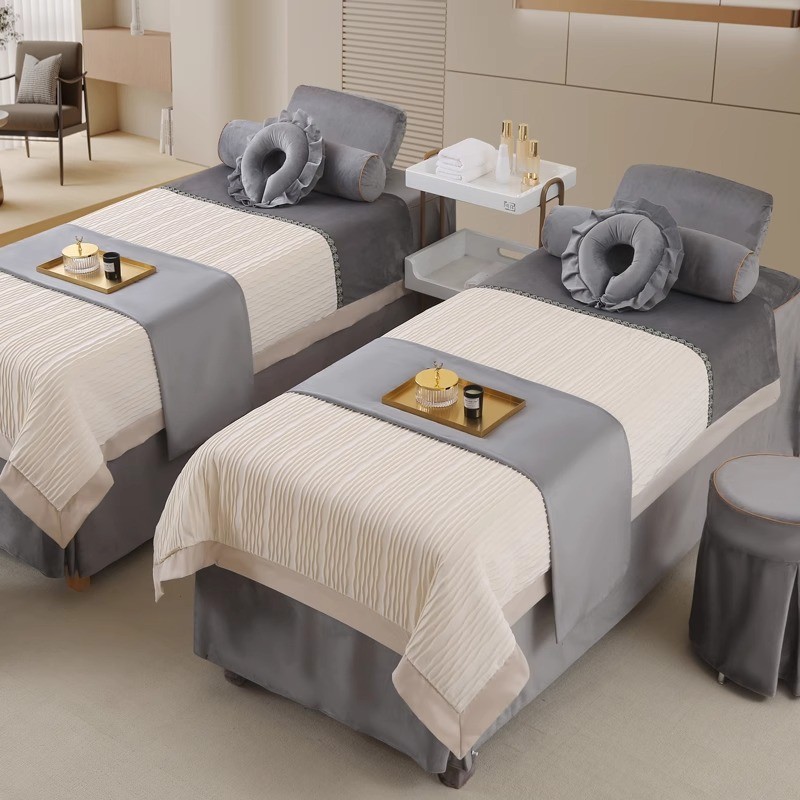 秋冬美容床罩四件套加厚床罩套高档简约美容院床罩按摩理疗洗头绒