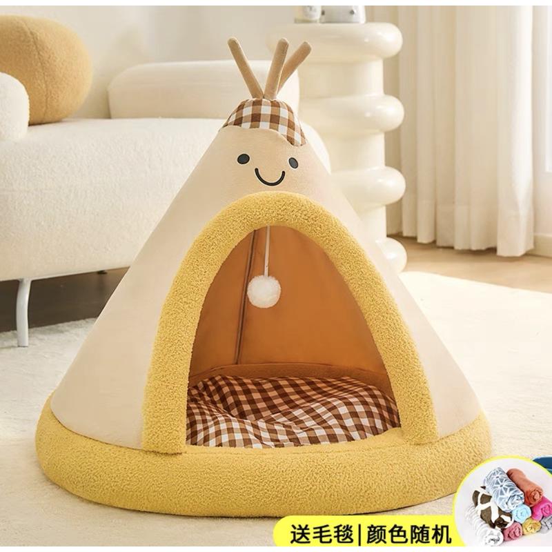 新年猫窝冬天保暖半封闭式安全感宠物圆猫咪睡觉的帐篷屋冬季垫窝