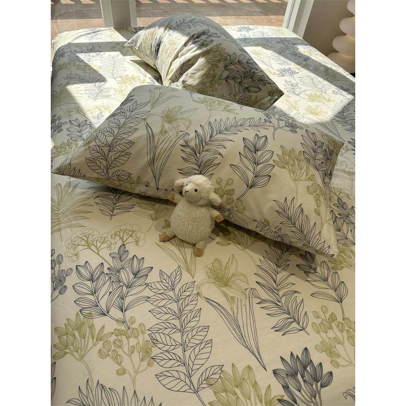 绿色田园风纯棉全棉床笠床单单件1.35公寓宿舍床罩单品保护套枕套,床上用品,床单,淘宝优惠券,粉丝福利购,淘宝优惠卷