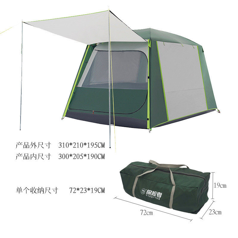 探险者户外帐篷6-8人四面双层两室一厅搭手加厚折叠帐篷防暴雨