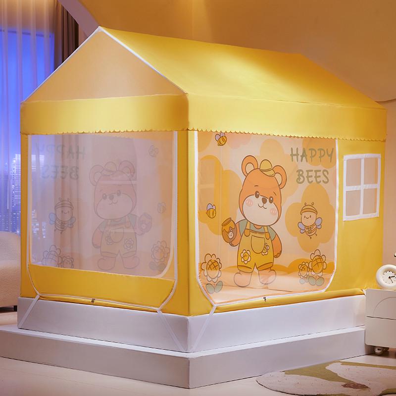 ri0t女孩1米35小房子床帘遮光9定 制矮单人蚊帐新型儿童床上帐篷