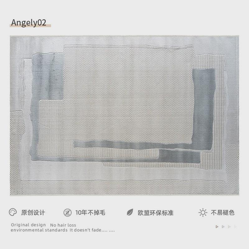 宇意简约现代灰蓝色线条秀式轻奢ins客厅地毯沙发茶几毯卧室地垫