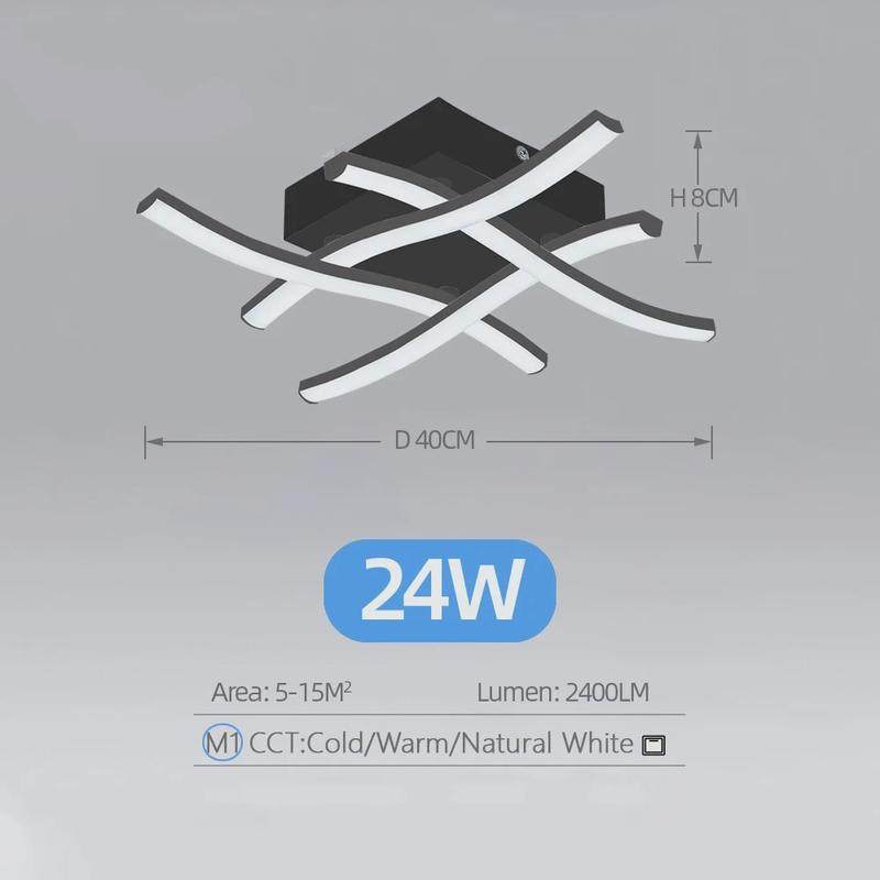 现代简约LED客厅卧室灯四叉创意波浪线条餐厅走廊过道阳台吸顶灯,家装灯饰光源,客厅吸顶灯,淘宝优惠券,粉丝福利购,淘宝优惠卷