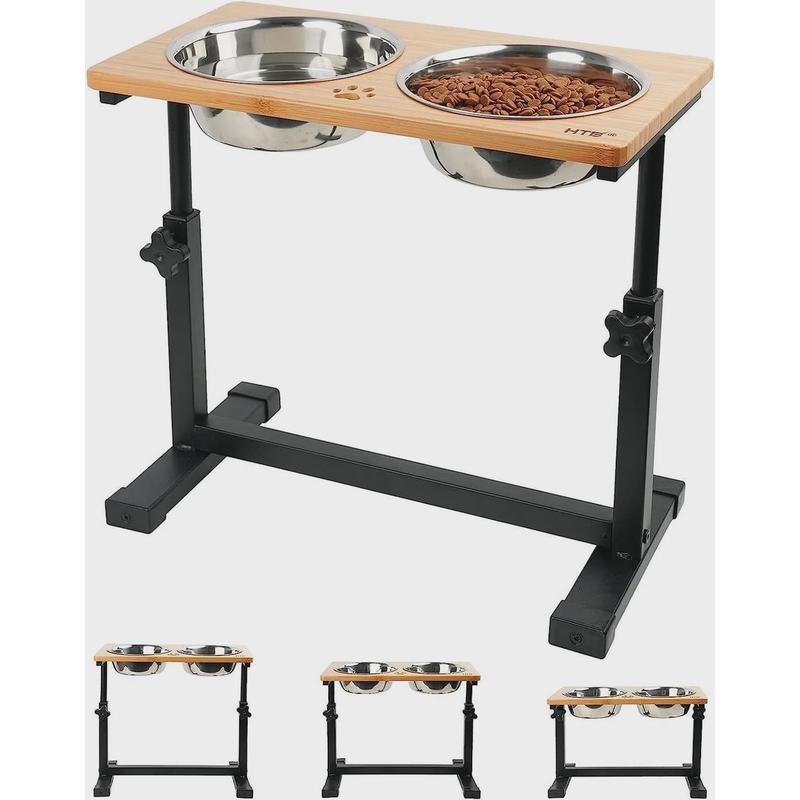 木质高架狗碗家用可调节宠物店猫咪喂食架宠物狗简约风木质喂食器