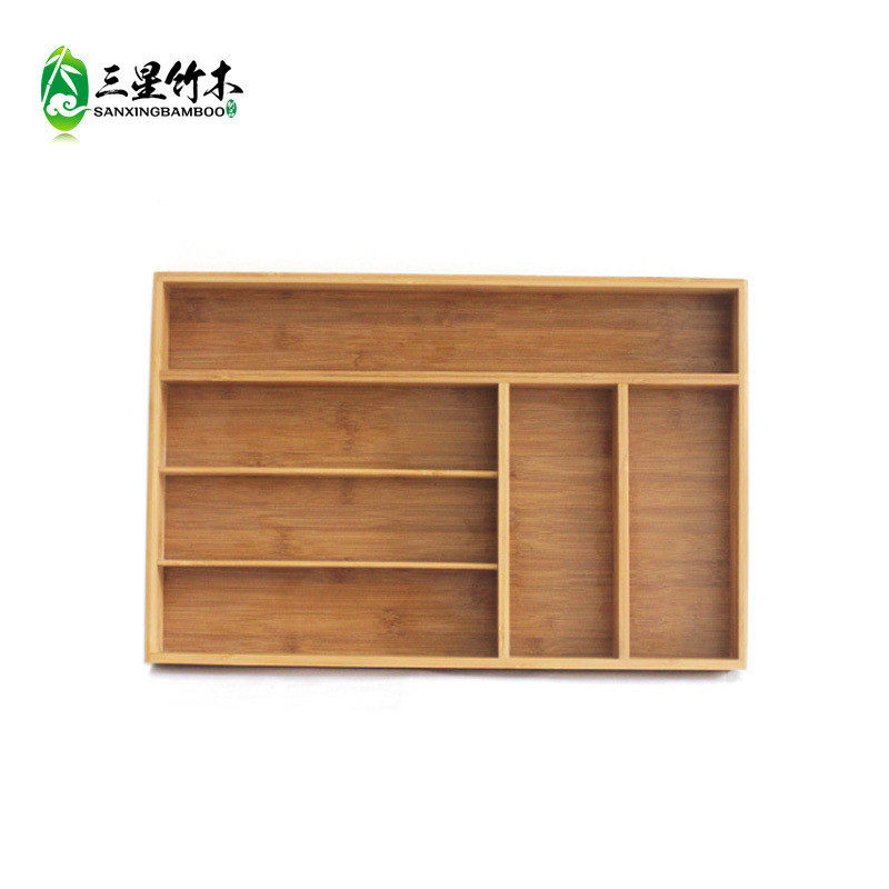 竹制伸缩刀叉盒扩展可餐具收纳盒餐具托盘抽屉伸缩收纳盒分隔盒