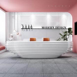 简约现代公司前台接待台定制创意异形高端酒店收银台美容院烤漆吧