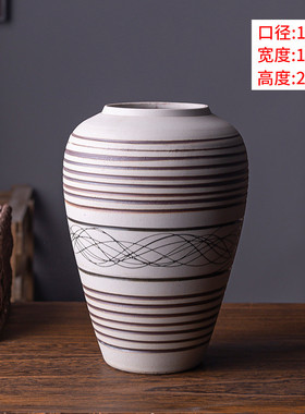 花瓶客厅插花摆件假花台面粗陶欧式瓶子家居陶瓷陶罐仿真干花摆件