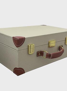 样板间软装皮质手提箱板房家居道具装饰箱新中式简约箱子柜子