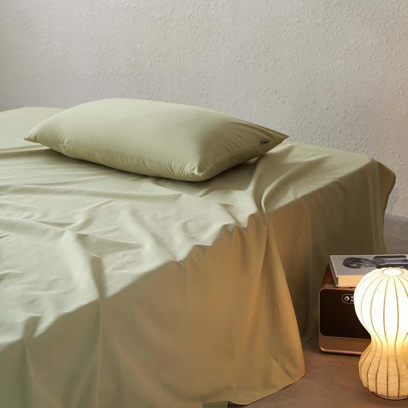 100s全棉纯色床单单品床单日系奶油磨毛三件套单双人床单宿舍床单