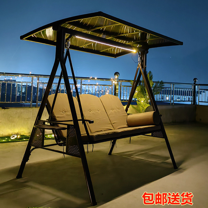 秋千户外阳台庭院花园室外吊椅双人摇椅网红太阳能秋千床家用室内
