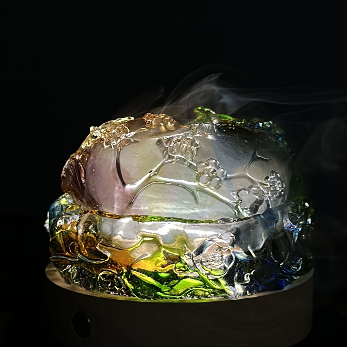 新中式熏香炉香炉琉璃炉家居摆件古法琉璃香炉梅花九尾狐盘香篆