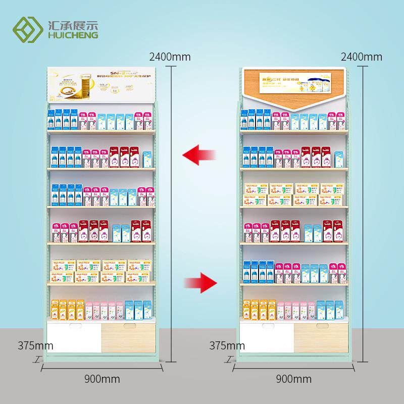 广州汇承钢木母婴货架钢木靠墙母婴用品货柜单面母婴店货架