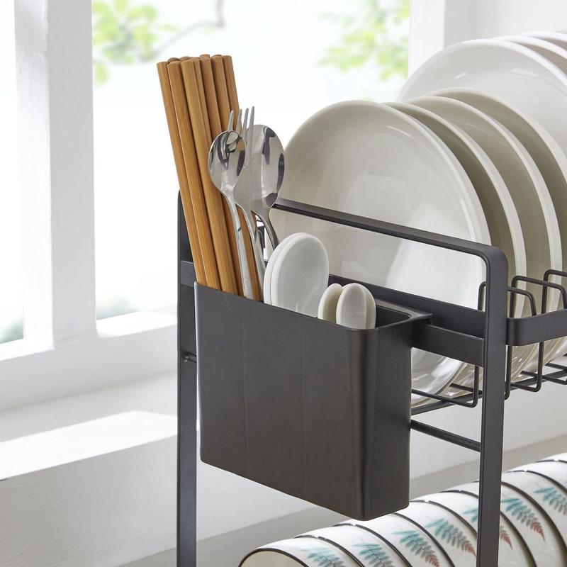 工厂直销双层碗碟架厨房沥水架收纳架时尚铁艺餐具置物家用落地式